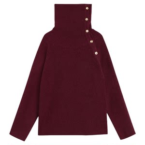 
NEVA HU red one-shoulder sweater for women loose design autumn lazy soft and off-shoulder knitted top jacket