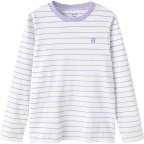 
Balabala children's long-sleeved T-shirt boys and girls pure cotton white bottoming shirt spring and autumn big children's striped top