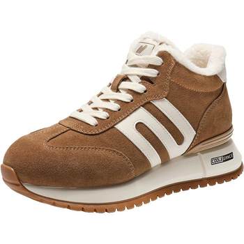 Belle Runway Xiaojingan thick-soled plus velvet high-top moral training shoes new cotton shoes furry casual shoes E6Q1DD