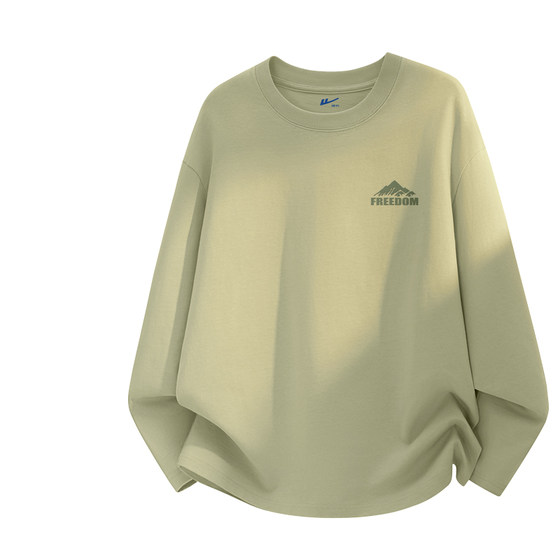 
Pull back long-sleeved T-shirt men's spring and autumn 2026 new matcha green round neck spring clothing boys' bottoming shirt pure cotton inner wear D