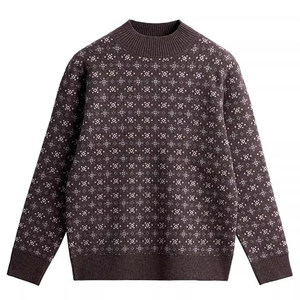 
Quiet luxury half turtleneck thickened wool sweater women's fashion loose jacquard sweater with autumn and winter bottoming shirt top