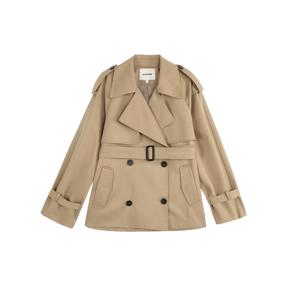 
pusumede Paris writer classic suit collar windbreaker jacket women's high-end waist mid-length coat