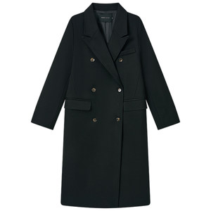 
Halo Luu [Clearout] Black Woolen Coat Women's Mid-Length Autumn and Winter Thickened Woolen Blazer