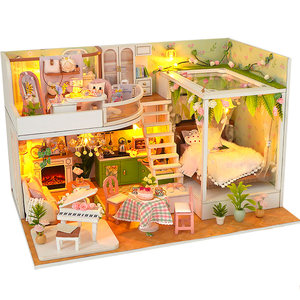 
diy cabin villa hand-assembled mini flower house house miniature model building block puzzle toy birthday gift