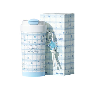 
face coffee cup ceramic coated inner tank thermos cup female straw cup new high-looking birthday gift cup