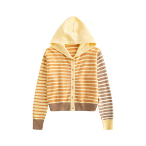 
riverstone plus dopamine striped color-blocking knitted hooded coat women's winter ribbed waist sweater