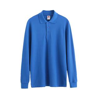 All -cotton pure cotton lapel Polo shirt men's long sleeve loose solid color T -shirt plus weight, increase the size of Paul shirt