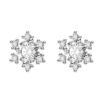 S999 Sterling Silver Snowflake Earrings for Women 2025 New Hot Zircon Earrings Light Luxury High-end Ear Piercing Ear Jewelry