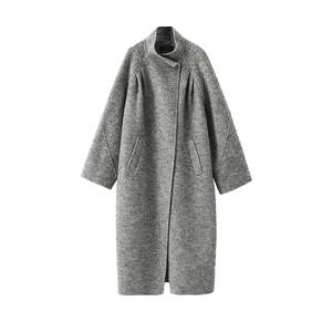 
POPCHRIO camel velvet large lapel double-sided woolen coat mid-length short wool coat for women