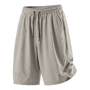 
Men's summer new micro-elastic sports casual shorts beach pants split slit breathable pleated outdoor loose five-quarter pants