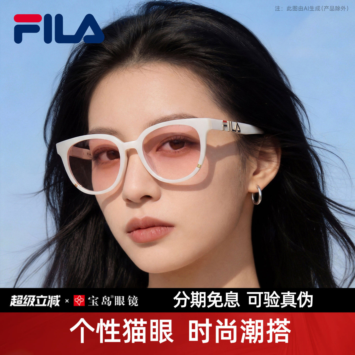 FILA 斐乐 猫眼潮搭太阳镜墨镜 SFI916F 多色 金币+券后76元包邮
