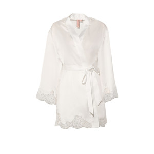 dplaysweet French light luxury sexy white lace satin nightgown women's dressing gown pajamas set home wear