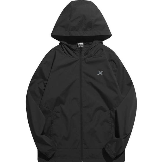 
Xtep waterproof jacket men's spring and autumn outdoor windbreaker hooded black top windproof sports training suit