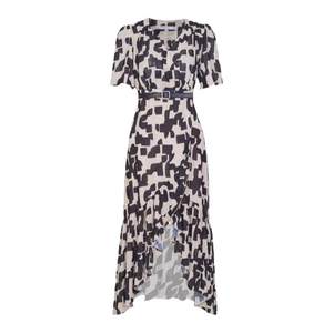 Wandian rice black geometric figure dress summer new product V -neck high waist slim wrinkle 1232n28rj3