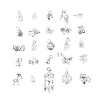 Ringless sterling silver lucky cat bell pendant crystal