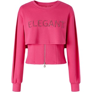 曼德诗棉质卫衣2024冬季新款假两件拉链针织套头上衣