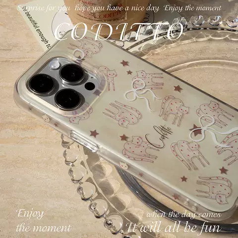 CODITTO Phone Case  3D Cat & Flower iPhone Case – Cute, Heart Polka Dot Design  Pro/Plus/Max/Air  – iPhone 17,  iPhone 16, iPhone 15, iPhone 14, iPhone 13