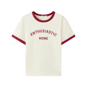 
Sanfu short-sleeved T-shirt 2026 new summer simple casual contrast color round neck English printed short top for women