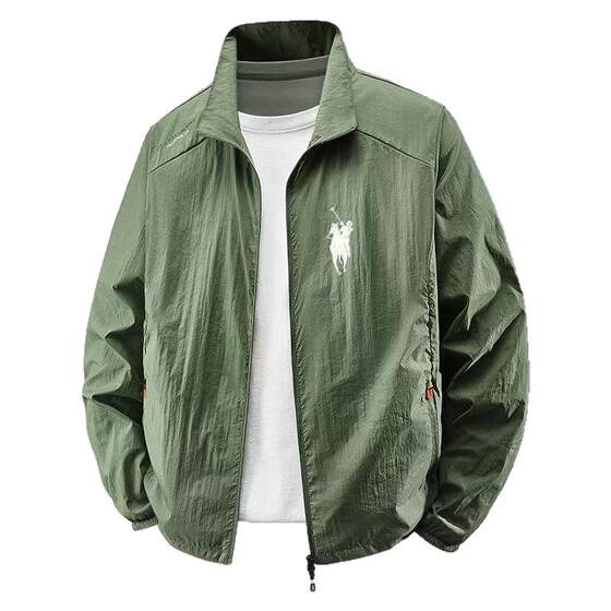 
Paul's new men's thin fishing sun protection jacket with stand collar outdoor three-proof loose large size casual jacket for men