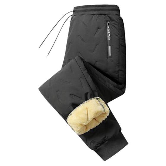 Lamb trousers men's winter warm down cotton pants bouquet sports snow pants large size casual straight trousers