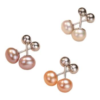 
Embellished niche design pearl screw-buckle earrings