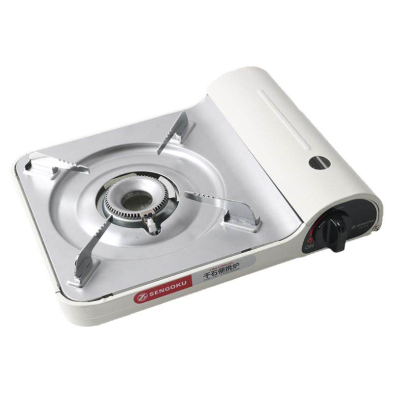 Gaskocher 2 Flammig Campata | 2,5 KW, Für LPG/Propan Gasflaschen | Emailliert, Mit Deckel, Grau Tragbarer Gasherd 2 Flammen