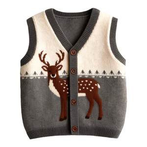 
Boys baby sweater vest cardigan autumn and winter thick velvet knitted baby wool 2025 small vest outer wear