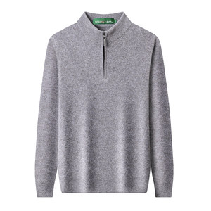 
Shanghai Chunzhu Pure Cashmere Sweater Men's Half-High Zipper Collar Cashmere Sweater Winter Thickened Knitted Wool Sweater Men