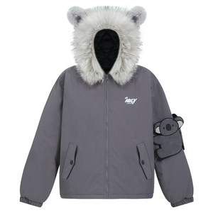 
NELY small Nili national trend creative design koala wool collar cotton jacket for men and women winter couple work clothes cotton jacket