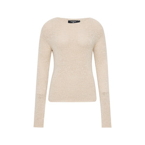 
Oneup strap gauze round neck long sleeve sweater for women for autumn thin loose lazy high-end khaki sweater