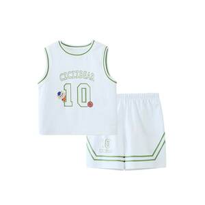 
[Antibacterial Little Ice Armor] Qiqi Bear Baby Pure Cotton Vest Set Summer Boys and Girls Basketball Uniforms Children's Sports