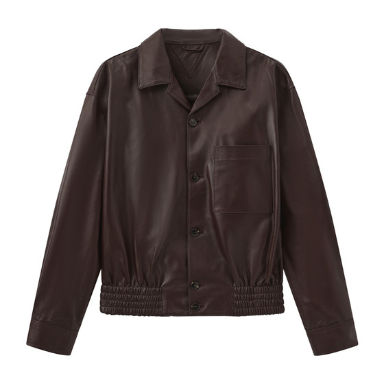 
B1BDF4F02/4F16 Bird Home Men's Clothing Autumn and Winter Black Ink Brown Lapel Workwear Goat Leather Leather Clothing Jacket