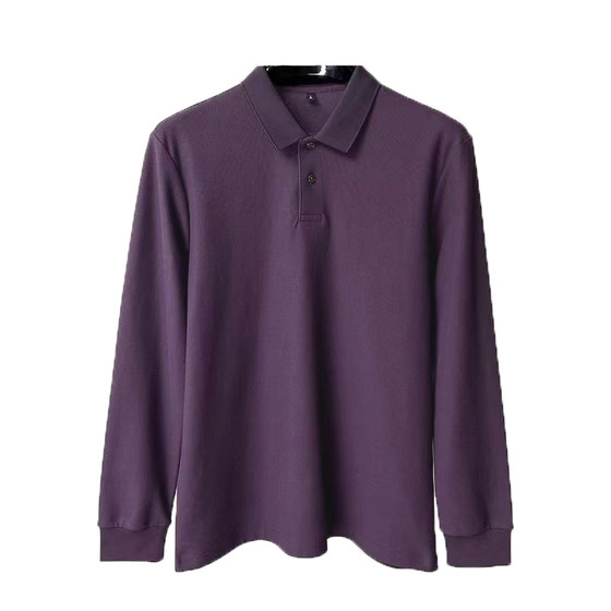 
POLO shirt, long-sleeved T-shirt, men's solid color business casual spring and autumn new mercerized cotton high-end versatile T-shirt top