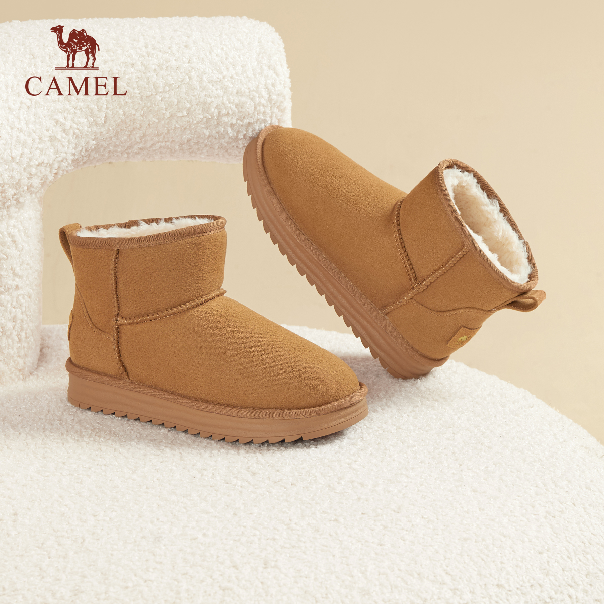 CAMEL 骆驼 女鞋2023冬季新款加绒保暖时尚雪地靴加厚东北棉鞋休闲短靴女