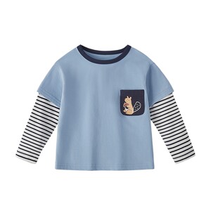 
[7A antibacterial] long-sleeved t-shirt boys 6 baby spring fashionable fake two-piece tops boys spring clothes children