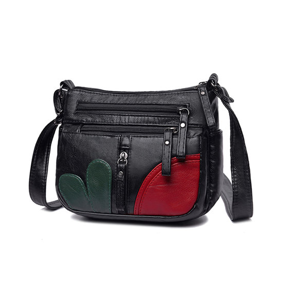 Soft leather bag women's messenger 2019 new wild bags bag fashion middle -aged shoulder bag mothers bag women's bag
