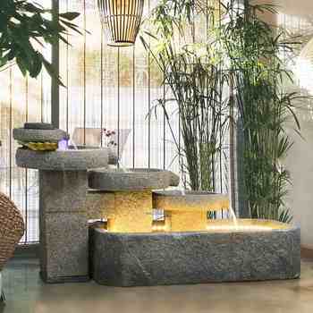 
Creative Chinese-style flowing ornaments Living room, home balcony, garden, teahouse, stone mill landscape, courtyard club, wealth decoration