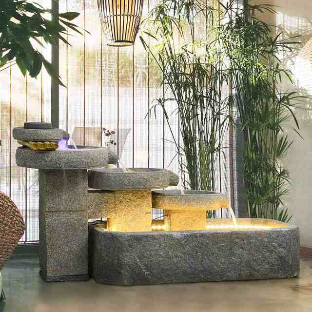 
Creative Chinese-style flowing ornaments Living room, home balcony, garden, teahouse, stone mill landscape, courtyard club, wealth decoration