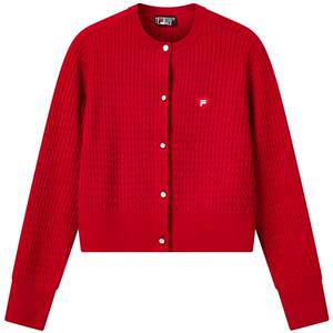 Yang Mi's same style FILA is about to take off, blush sweater women's knitted jacket spring new twist cardigan top