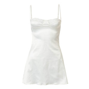 
CNYISHE sexy pure lace sling dress with waist tucked to show off your figure and backless home style A-line short skirt