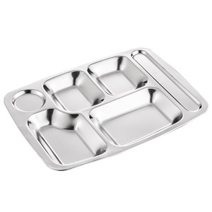 304 Stainless Steel Date Commercial Canteen Kindergarten Kindergarten Baby Children Adult Rectangifanges Fast Fast Fast Food Displasia tableware
