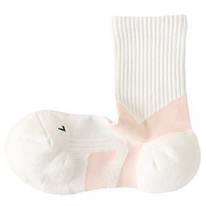 Professional sports socks for women mid-calf pure cotton fitness non-slip towel bottom marathon running mountaineering hiking tennis socks
