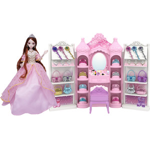 Anlili Dream Wardrobe Girl Princess Jewelry House can be replaced with doll toys, family 3 birthday gifts 6 years old
