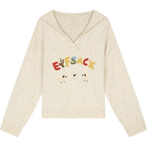 
Fairy's pocket letter embroidered v-neck sweater for women 2026 spring and autumn new design towel embroidered casual top