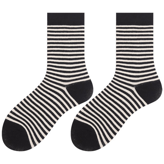 
Pillable socks only owe autumn striped women's mid-tube socks spring and autumn style