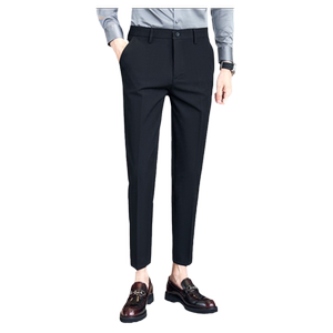 
Men's casual suit trousers business formal autumn and winter style nine-point slim fit velvet warm suit trousers for small feet