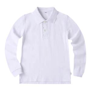 
Student school uniform British campus style boys and girls blue and white color strips spliced long-sleeved T-shirt white polo