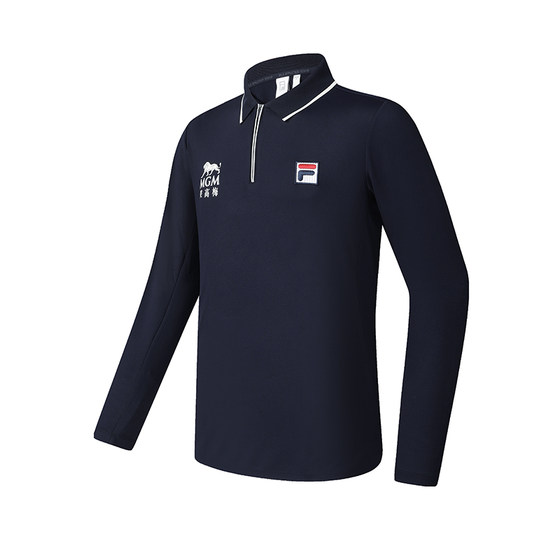 
FILA official men's knitted long-sleeved POLO shirt 2025 spring new tennis sports base top