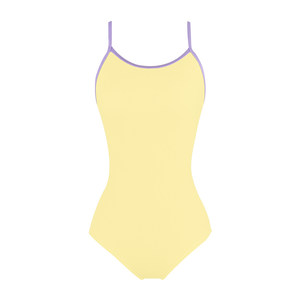 
Sweet and tender milk fufu~Slow wave yellow white low-cut racing swimsuit women's one-piece double-layer swimming pool professional chest pad