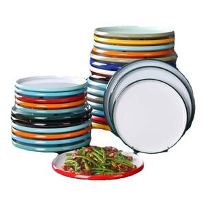 
Nordic melamine disc flat plate commercial deep plate internet celebrity tableware Western restaurant hot dishes cold dish plate plastic stir-fry plate